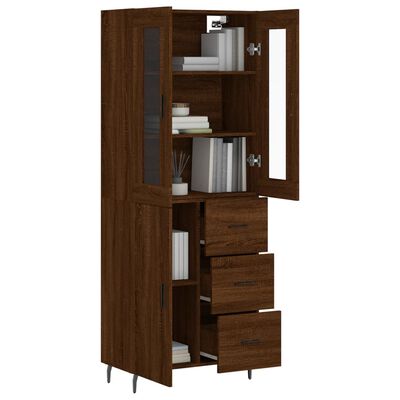 vidaXL Buffet haut Chêne marron 69,5x34x180 cm Bois d'ingénierie