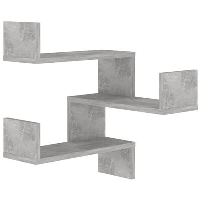 vidaXL Étagères murales d'angle 2 pcs Gris béton Bois d’ingénierie