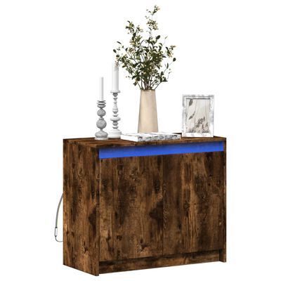 vidaXL Buffet avec LED chêne fumé 72x34x61 cm bois d'ingénierie