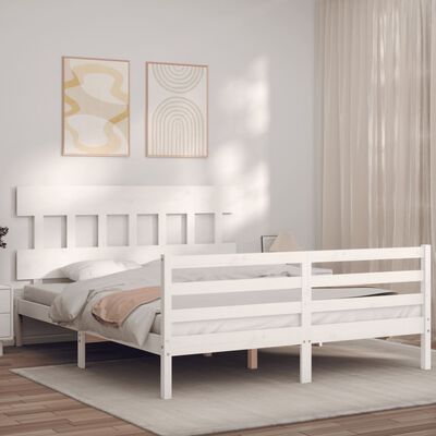 vidaXL Cadre de lit sans matelas blanc 160x200 cm bois massif