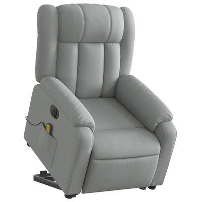 vidaXL Fauteuil inclinable de massage électrique Gris clair Tissu