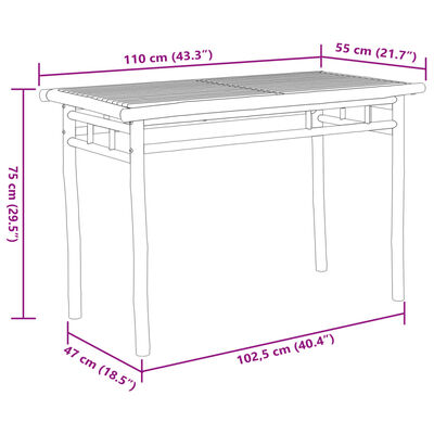 vidaXL Table à manger de jardin 110x55x75 cm bambou