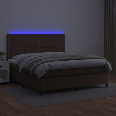 vidaXL Sommier à lattes de lit avec matelas et LED Marron 140x200 cm