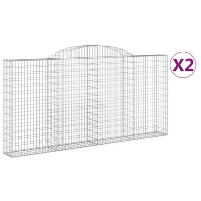 vidaXL Paniers à gabions arqués 2 pcs 300x30x140/160 cm fer galvanisé