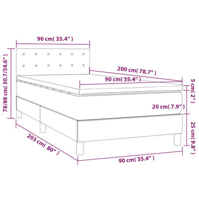 vidaXL Sommier à lattes de lit avec matelas Blanc 90x200 cm Similicuir