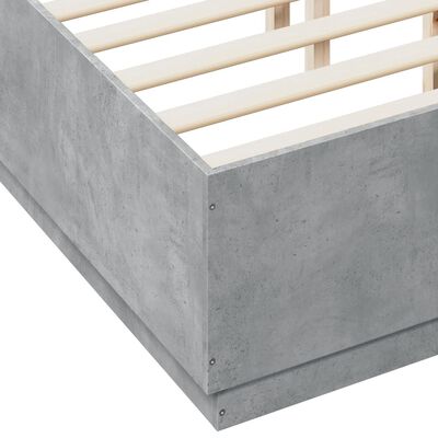 vidaXL Cadre de lit avec LED sans matelas gris béton 140x190 cm