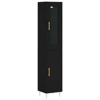 vidaXL Buffet haut Noir 34,5x34x180 cm Bois d'ingénierie