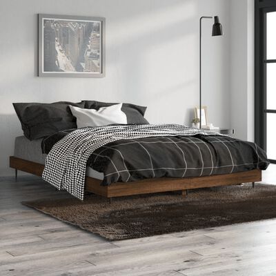 vidaXL Cadre de lit chêne marron 135x190 cm bois d'ingénierie