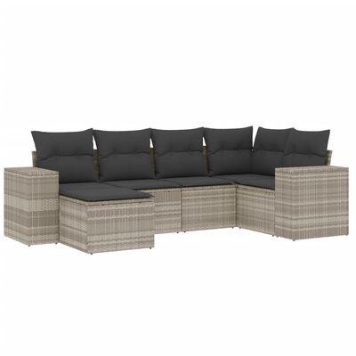 vidaXL Salon de jardin 6 pcs avec coussins gris clair résine tressée