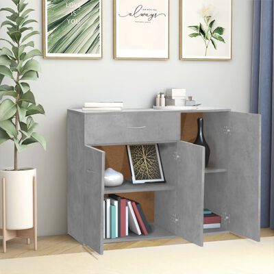 vidaXL Buffet Gris béton 88x30x70 cm Bois d'ingénierie