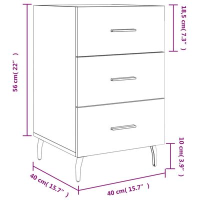 vidaXL Table de chevet noir 40x40x66 cm bois d'ingénierie