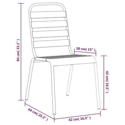 vidaXL Ensemble à manger de jardin 3 pcs anthracite acier