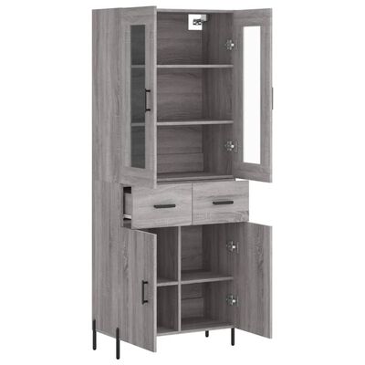 vidaXL Buffet haut Sonoma gris 69,5x34x180 cm Bois d'ingénierie