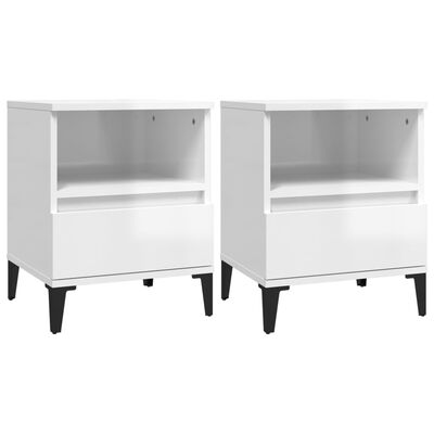 vidaXL Tables de chevet 2 pcs Blanc brillant 40x35x50 cm