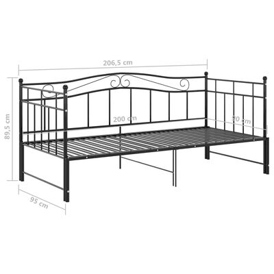 vidaXL Cadre de canapé-lit extensible sans matelas Noir Métal 90x200cm