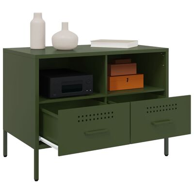 vidaXL Meuble TV vert olive 68x39x50,5 cm acier