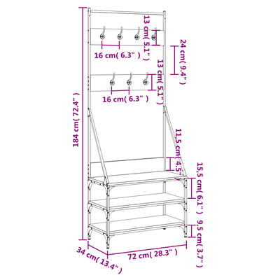 vidaXL Porte-vêtements et rangement des chaussures sonoma gris