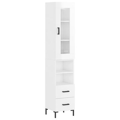 vidaXL Buffet haut Blanc brillant 34,5x34x180 cm Bois d'ingénierie