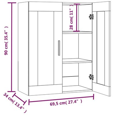 vidaXL Armoire murale suspendue Chêne fumé 69,5x34x90 cm