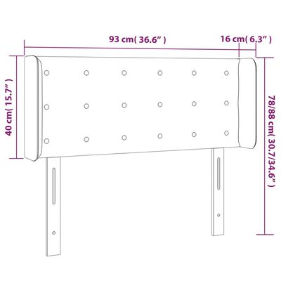 vidaXL Tête de lit à LED Gris clair 93x16x78/88 cm Tissu