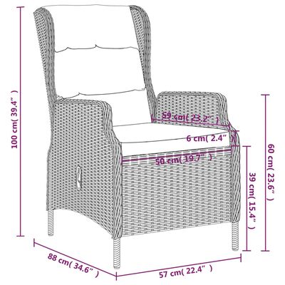 vidaXL Ensemble à manger de jardin 7 pcs Marron