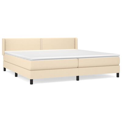 vidaXL Sommier à lattes de lit avec matelas Crème 200x200 cm Tissu