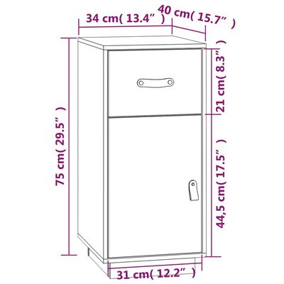 vidaXL Buffet Noir 34x40x75 cm Bois massif de pin