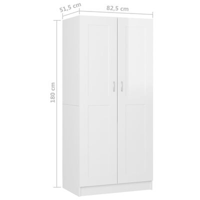 vidaXL Garde-robe Blanc brillant 82,5x51,5x180 cm Aggloméré