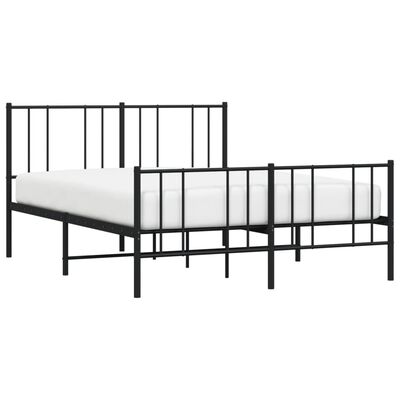 vidaXL Cadre de lit métal sans matelas avec pied de lit noir 140x190cm