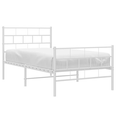 vidaXL Cadre de lit métal sans matelas avec pied de lit blanc 75x190cm