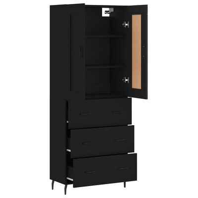 vidaXL Buffet haut Noir 69,5x34x180 cm Bois d'ingénierie