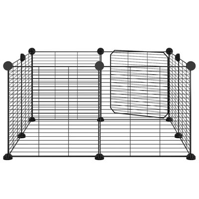 vidaXL Cage animaux de compagnie à 8 panneaux et porte Noir 35x35 cm