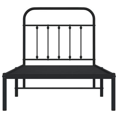 vidaXL Cadre de lit métal sans matelas avec tête de lit noir 90x200 cm