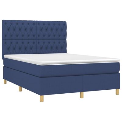 vidaXL Sommier à lattes de lit avec matelas Bleu 140x190 cm Tissu