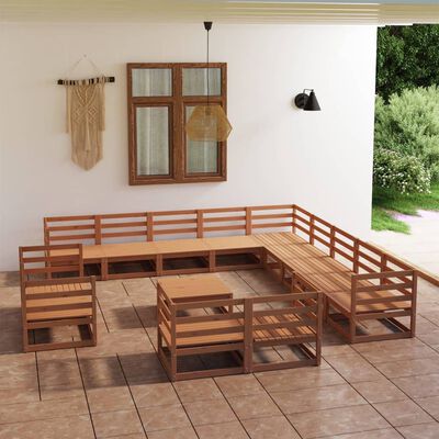 vidaXL Salon de jardin 14 pcs bois de pin massif