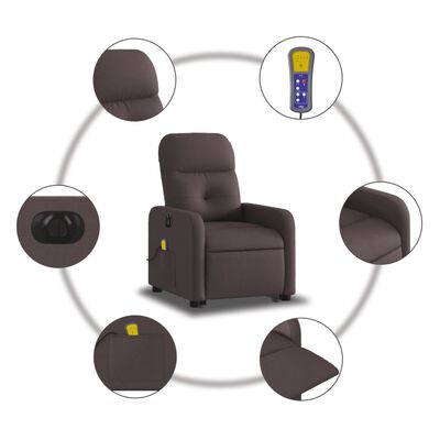 vidaXL Fauteuil inclinable de massage électrique Marron foncé Tissu