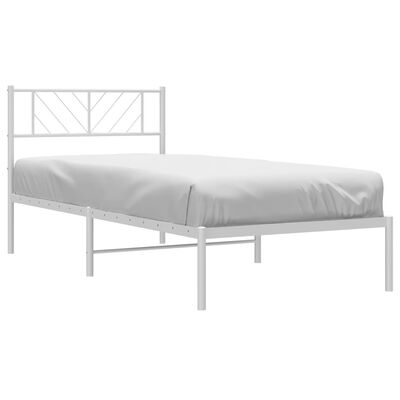 vidaXL Cadre de lit métal sans matelas et tête de lit blanc 100x190 cm