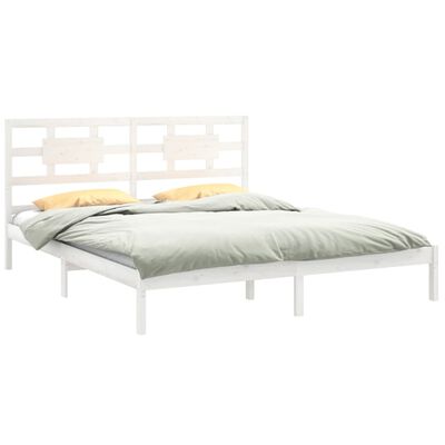 vidaXL Cadre de lit Blanc Bois massif 180x200 cm Super King