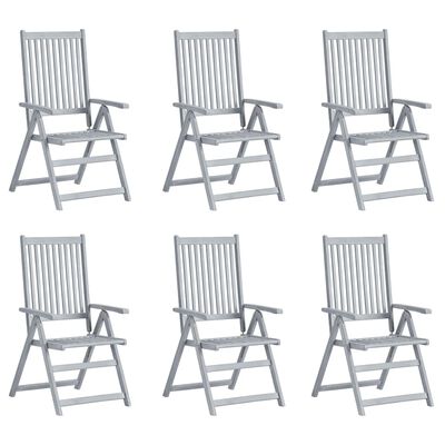 vidaXL Chaises inclinables de jardin lot de 6 et coussins Bois acacia