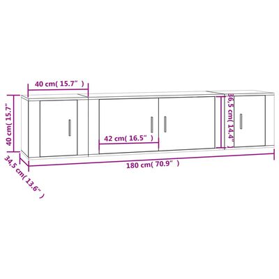 vidaXL Ensemble de meubles TV 3 pcs Sonoma gris Bois d'ingénierie