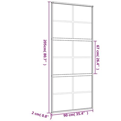 vidaXL Porte coulissante doré 90x205 cm verre ESG clair et aluminium