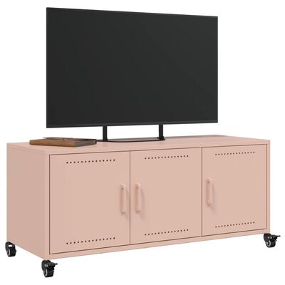 vidaXL Meuble TV rose 100,5x39x43,5 cm acier