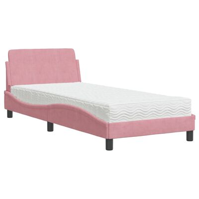 vidaXL Lit avec matelas rose 80x200 cm velours