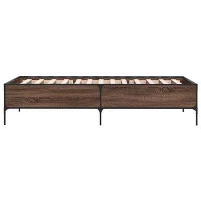 vidaXL Cadre de lit chêne marron 75x190 cm bois d'ingénierie et métal