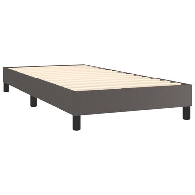 vidaXL Sommier à lattes de lit avec matelas Gris 90x200 cm Similicuir