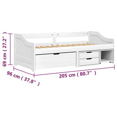 vidaXL Lit de jour avec 3 tiroirs IRUN blanc 90x200 cm bois pin massif