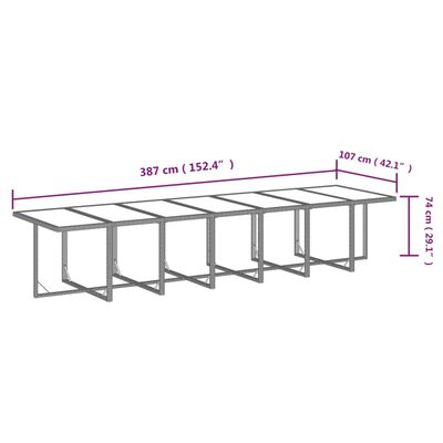 vidaXL Ensemble à manger de jardin coussins 15 pcs Résine tressée Noir