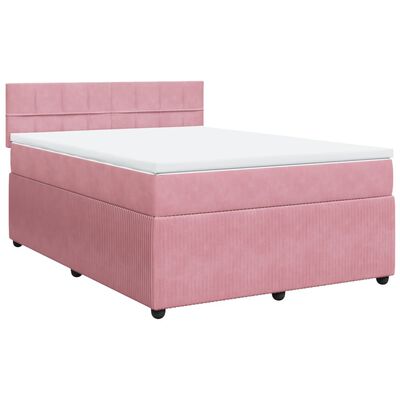 vidaXL Sommier à lattes de lit avec matelas Rose 140x200 cm Velours