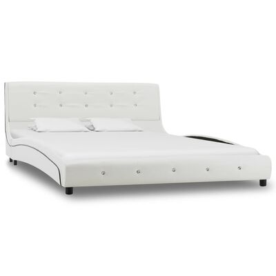 vidaXL Lit avec matelas à mémoire de forme Blanc Similicuir 140x200 cm