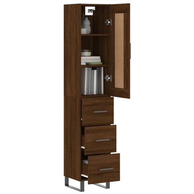 vidaXL Buffet haut Chêne marron 34,5x34x180 cm Bois d'ingénierie